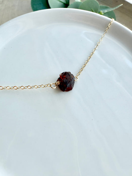 Raw Garnet Necklace