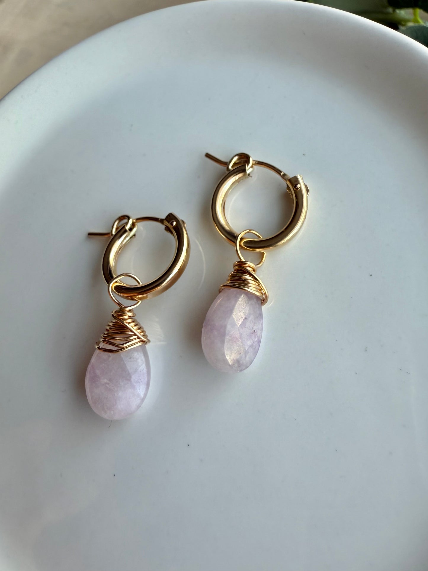 Lepidolite Faceted Tear Drop Huggies