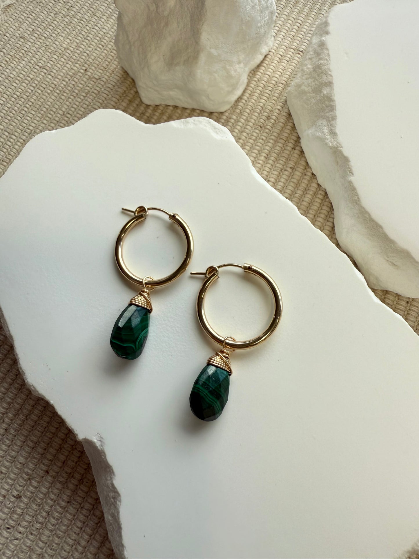 Malachite Huggies