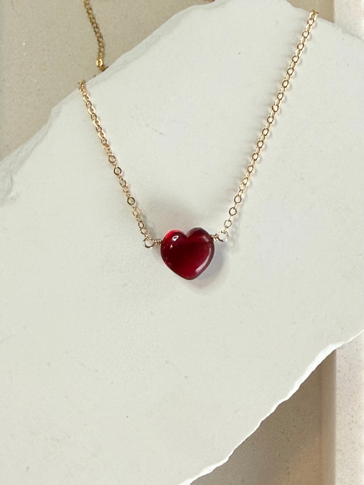 Red Glass Heart Necklace