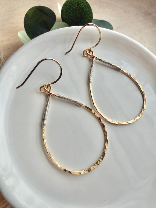 Tear Drop Mixed Metal Hoops