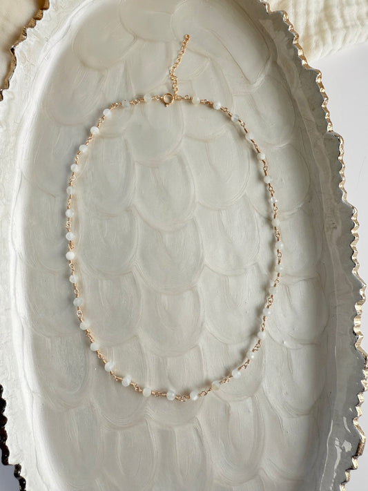 Moonstone Beaded Station Necklace