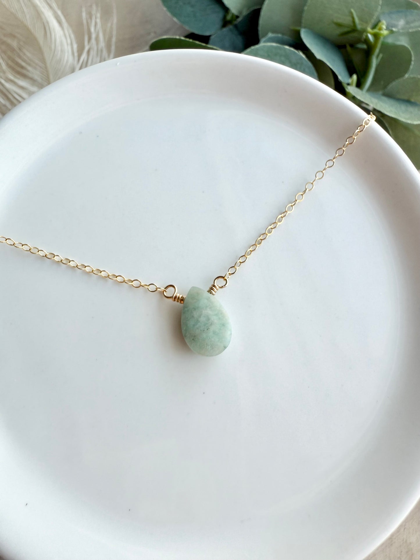 Amazonite Faceted Tear Drop Necklace
