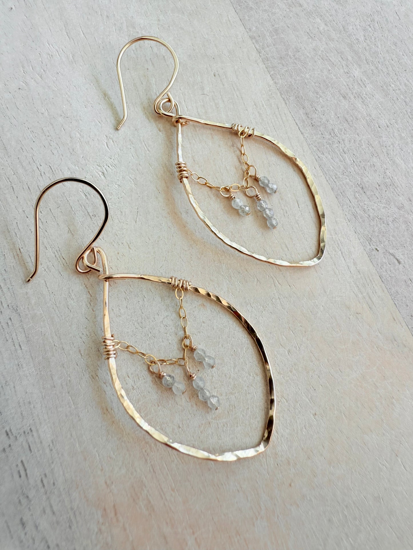 Dainty Labradorite Petal Hoops