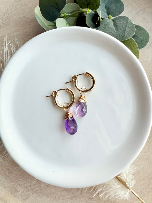 Amethyst Huggies