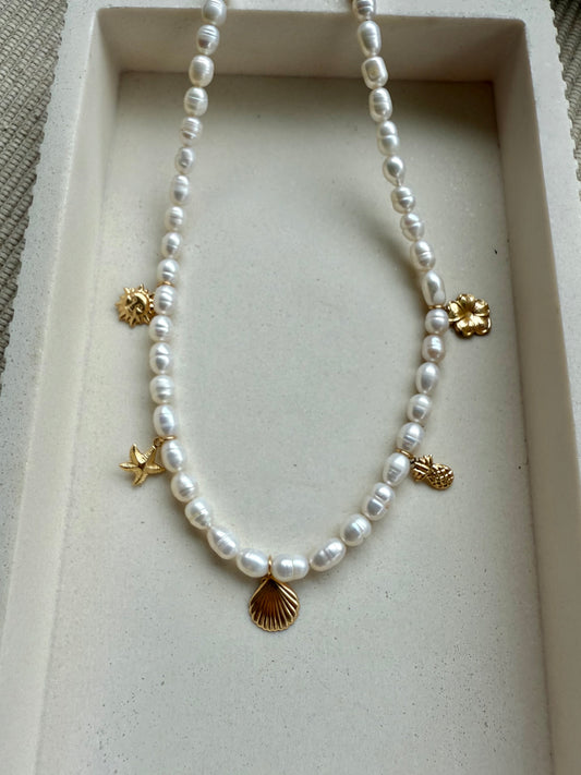 Aloha Charm Pearl Necklace