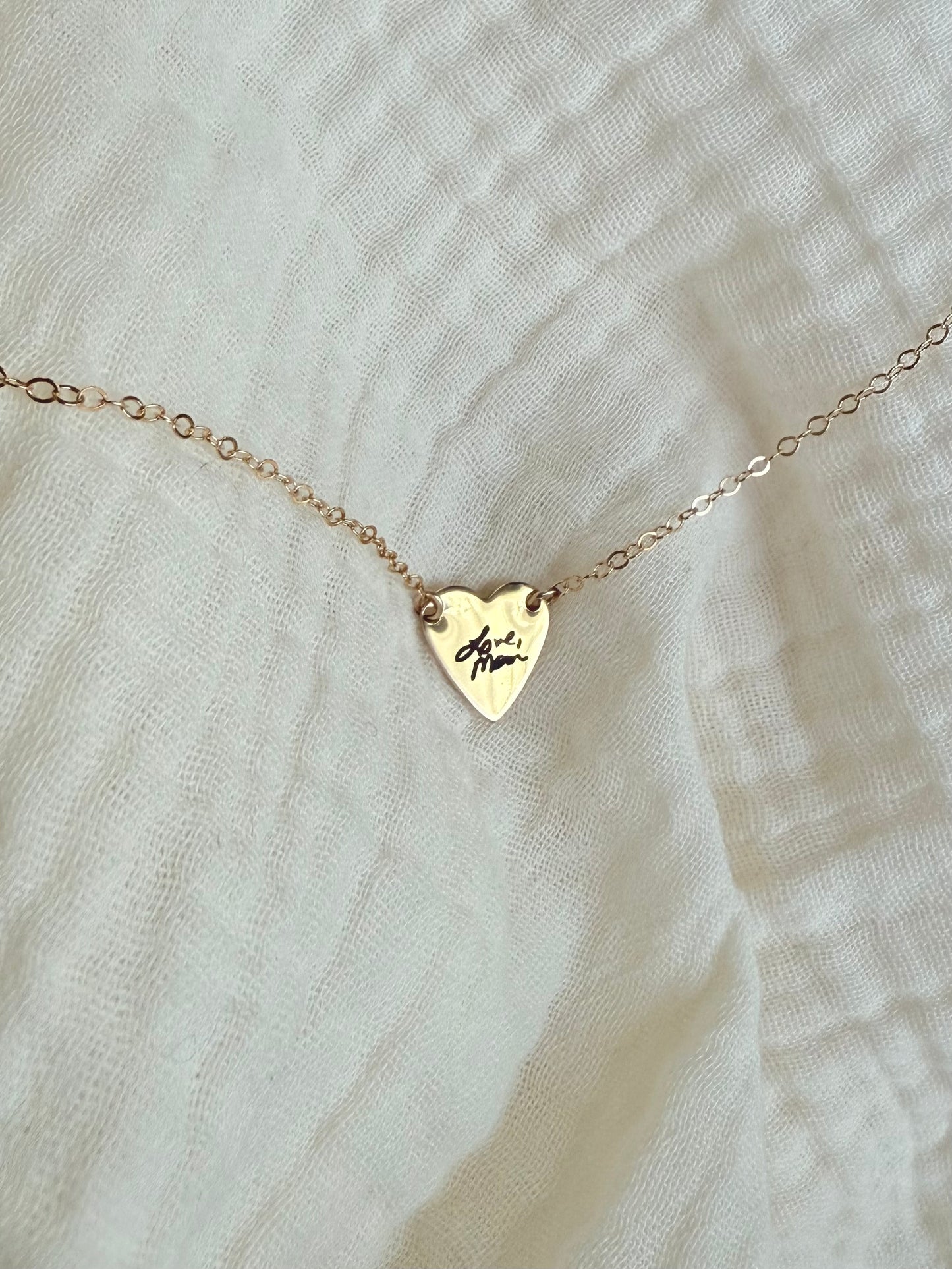 Heart Handwriting Engraved Necklace