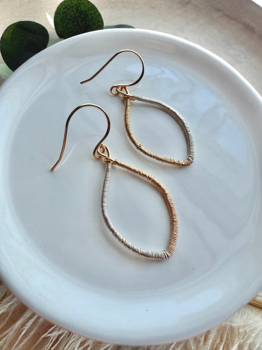 Mixed Metal Half & Half Petal Hoops