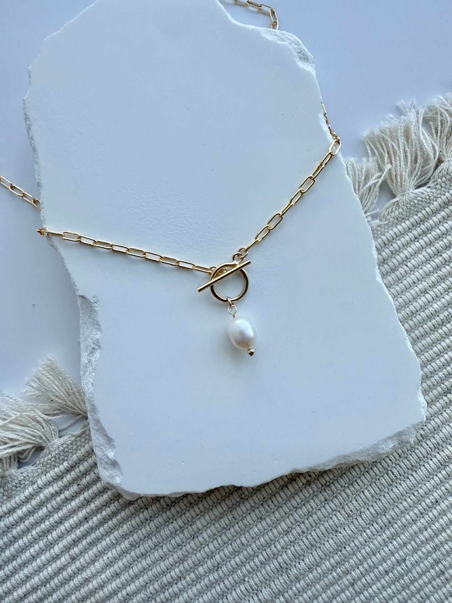 Freshwater Pearl Paper Clip Necklace