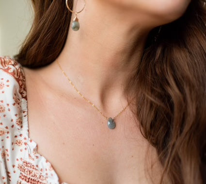 Labradorite Faceted Tear Drop Necklace