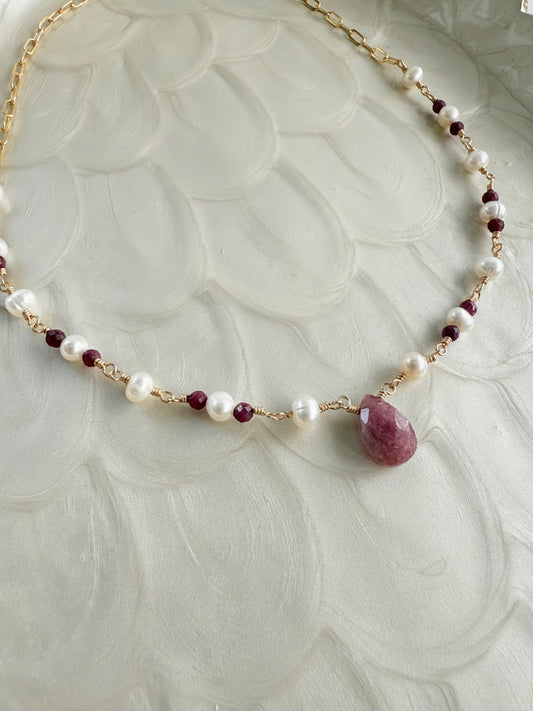Rubies & Pearls Necklace