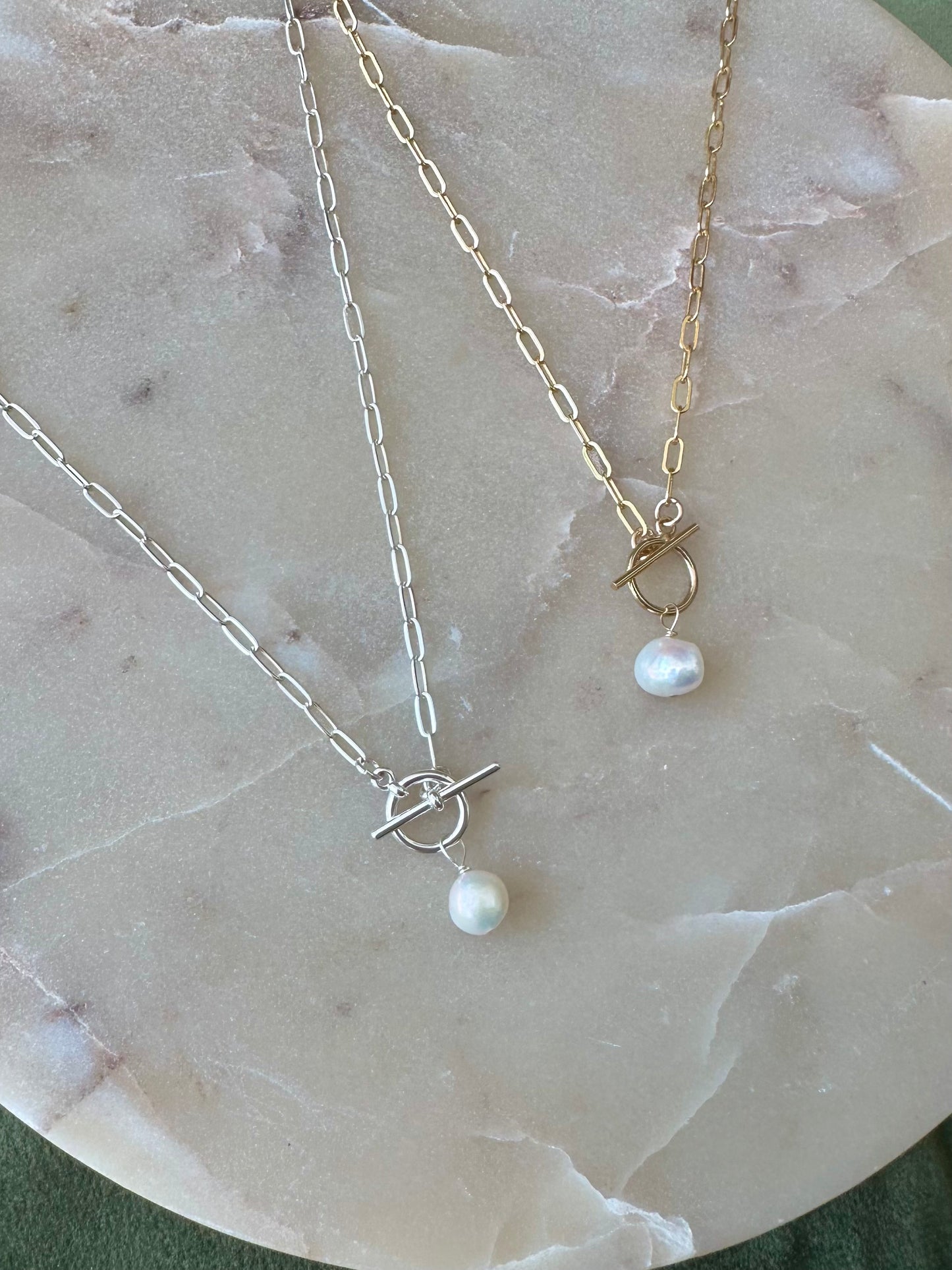 Freshwater Pearl Paper Clip Necklace