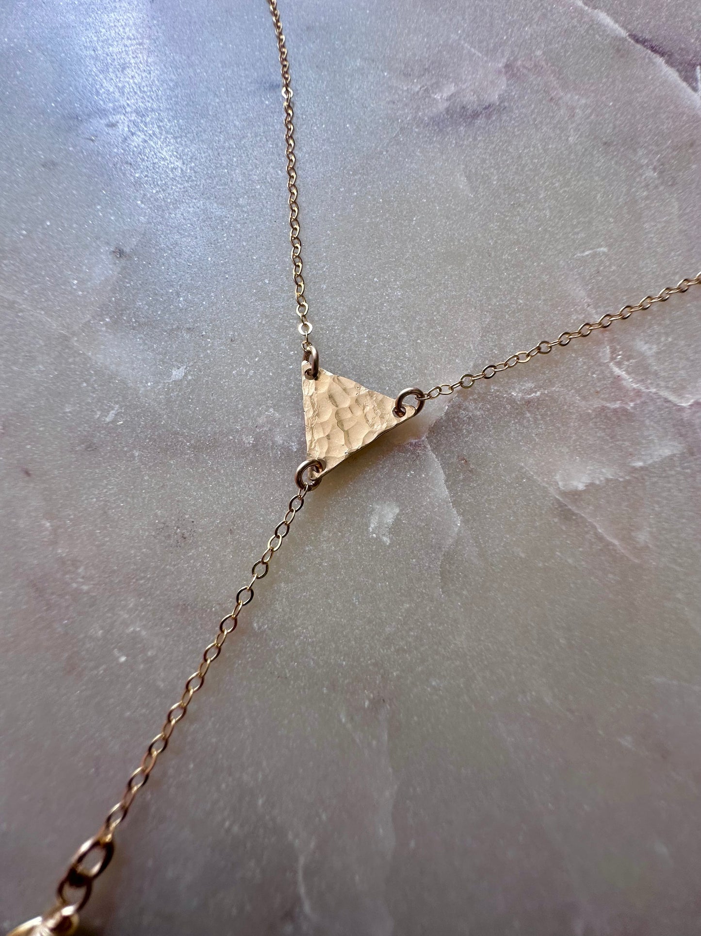 Triangle Moonstone Lariat Necklace