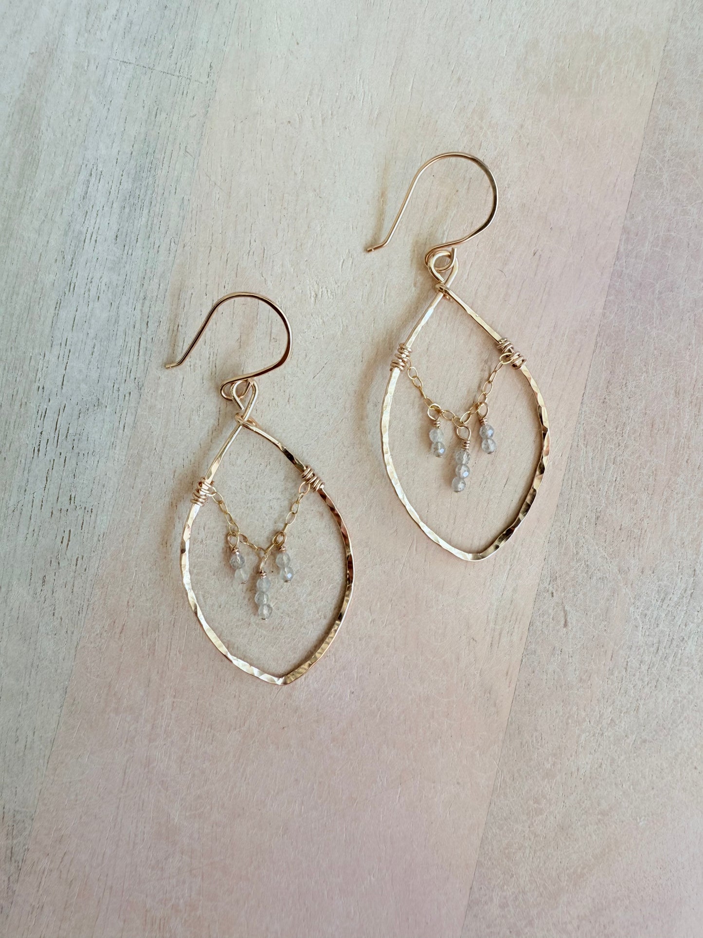 Dainty Labradorite Petal Hoops