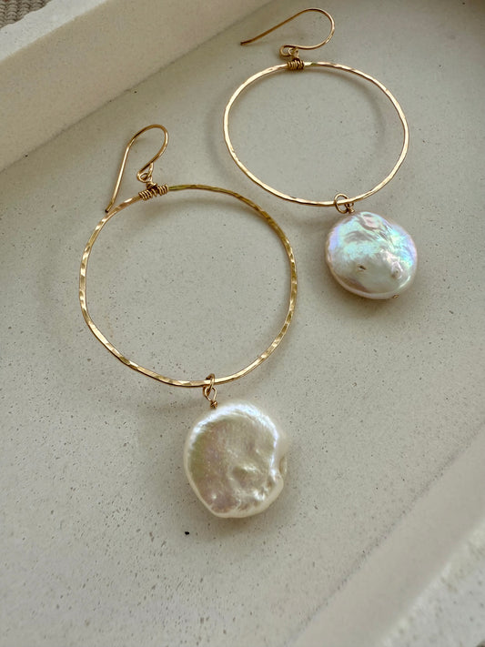 Drift Pearl Hoop Earrings