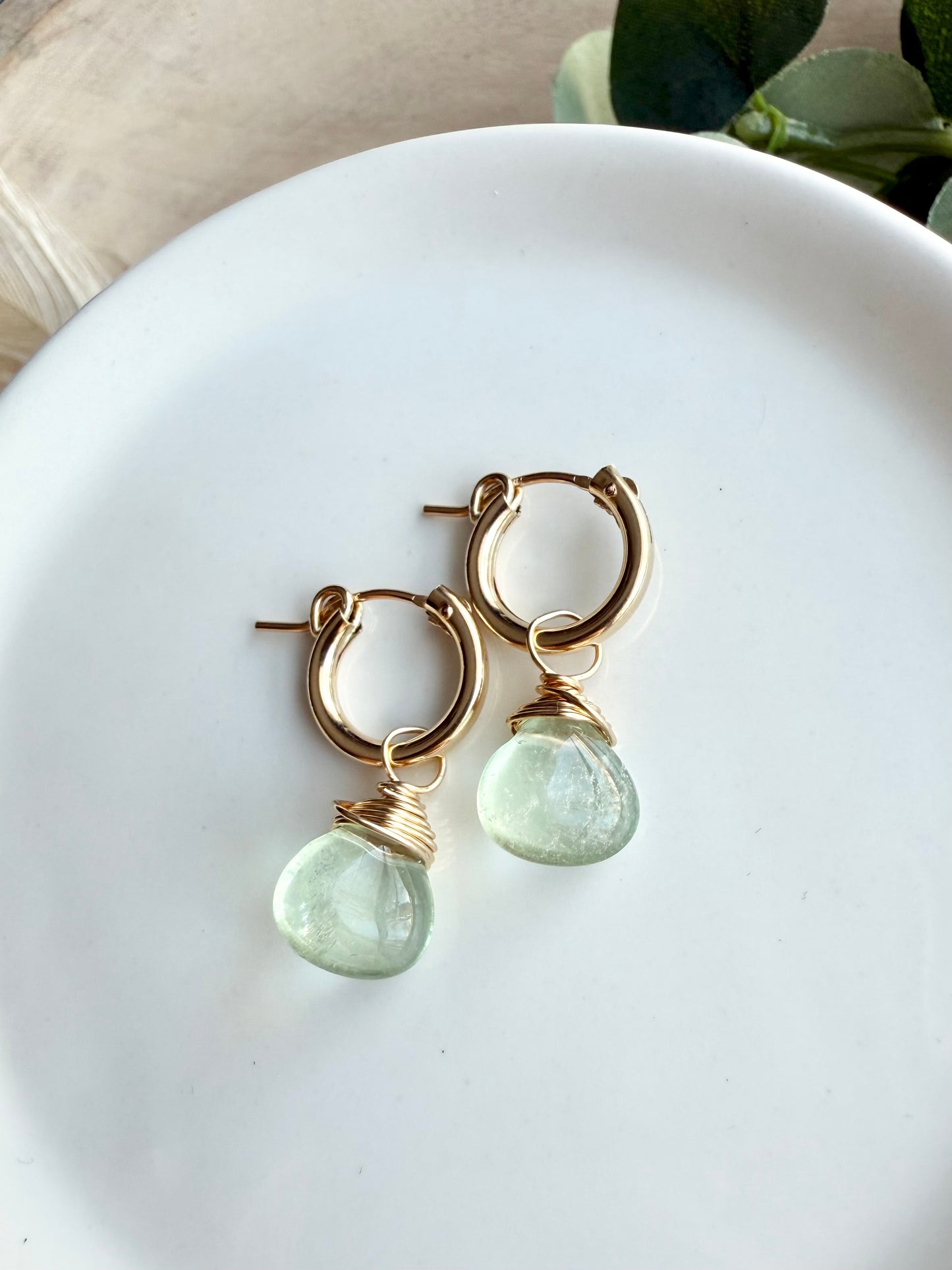 Fluorite Faceted Tear Drop Huggies