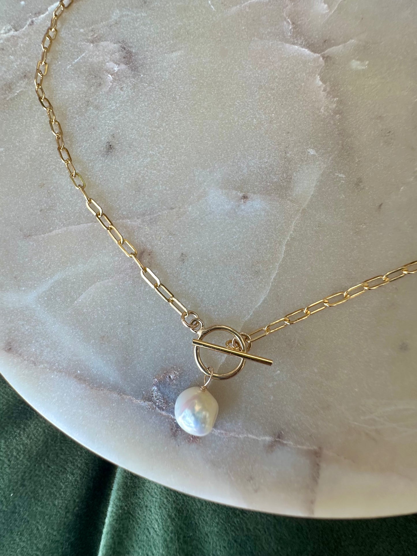 Freshwater Pearl Paper Clip Necklace