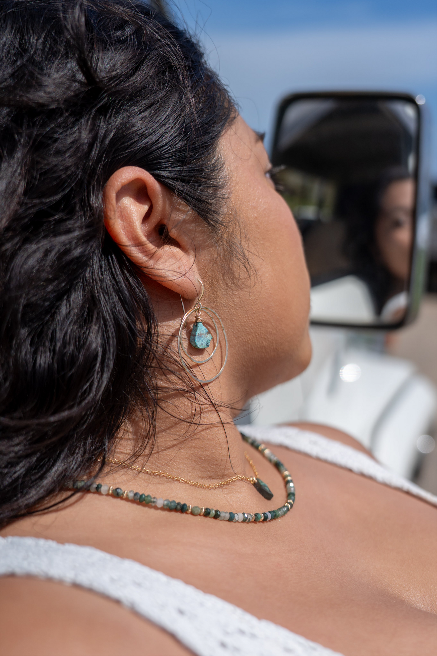 Moss Agate & Emerald Beaded Necklace