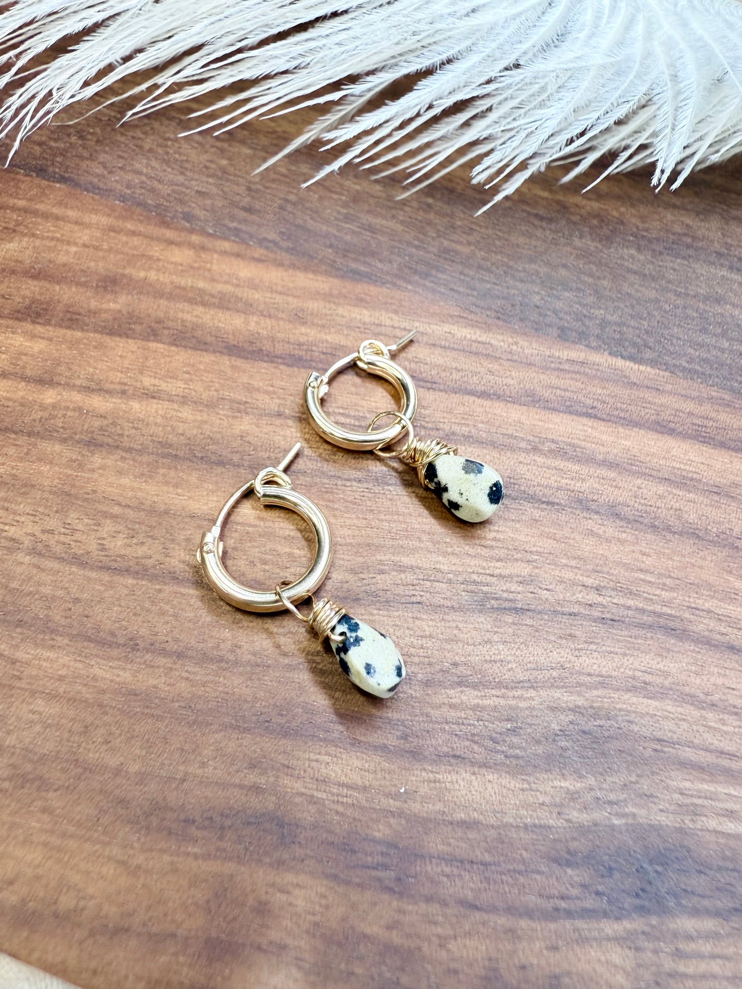 Dalmation Jasper Faceted Tear Drop Huggies