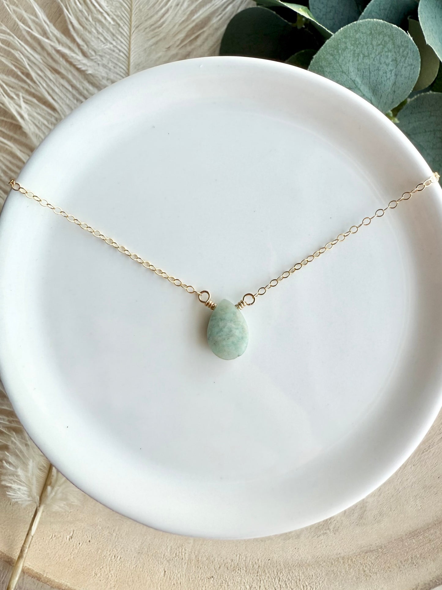 Amazonite Faceted Tear Drop Necklace