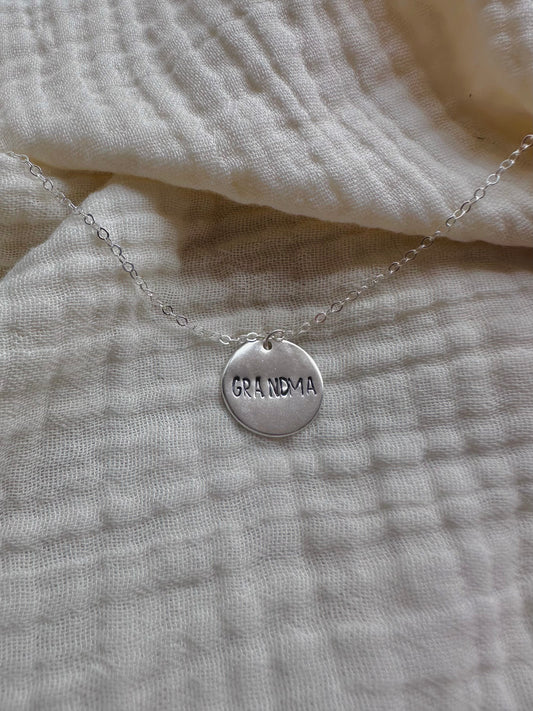 Grandma Circle Disk Necklace