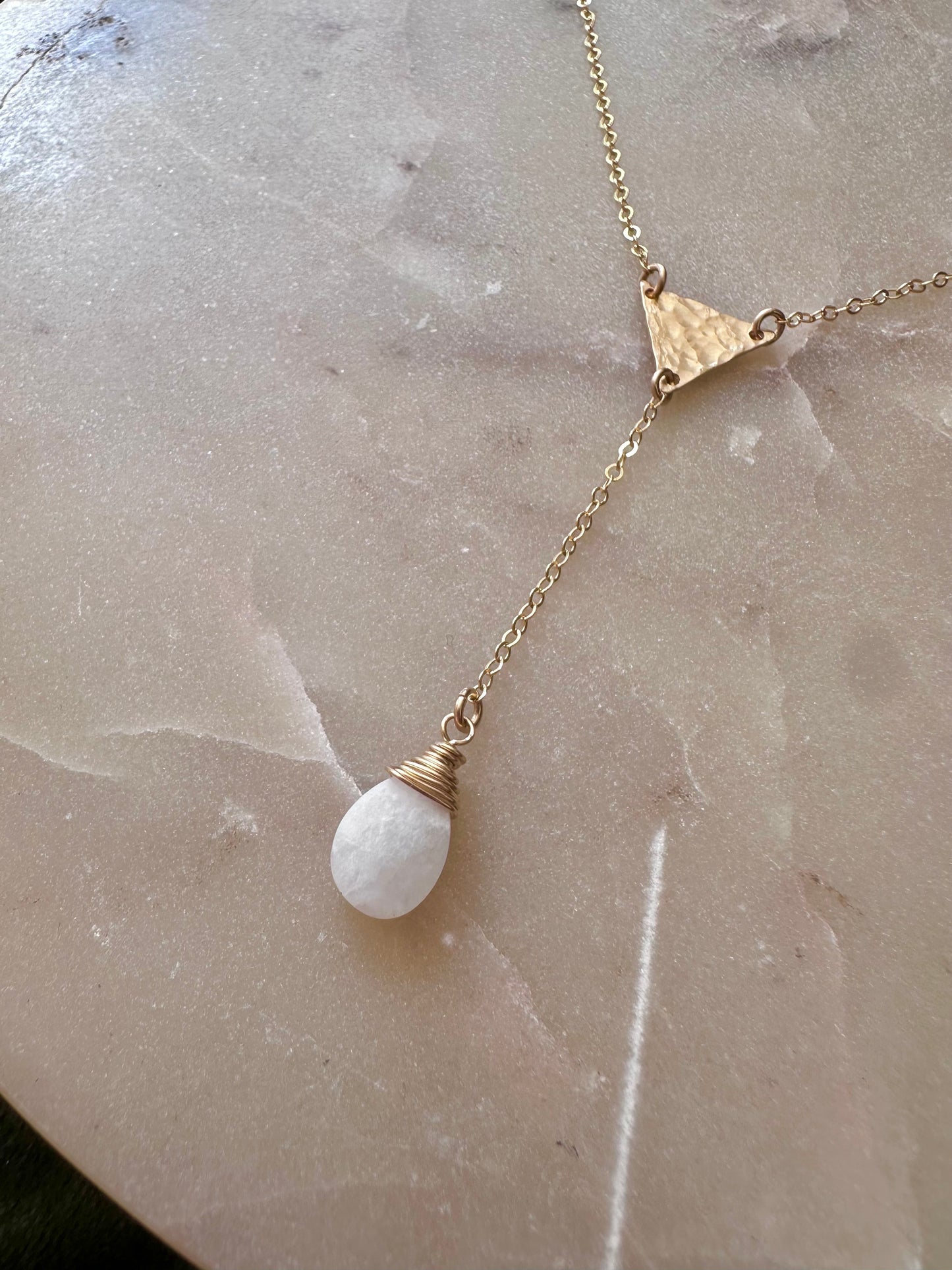 Triangle Moonstone Lariat Necklace