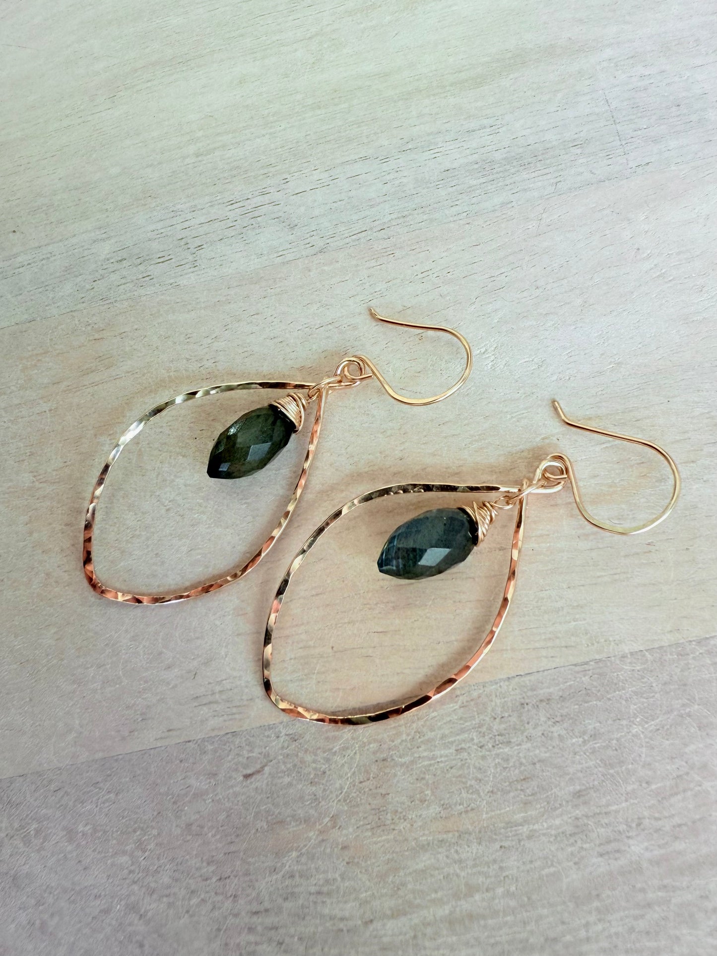 Labradorite Petal Hoops