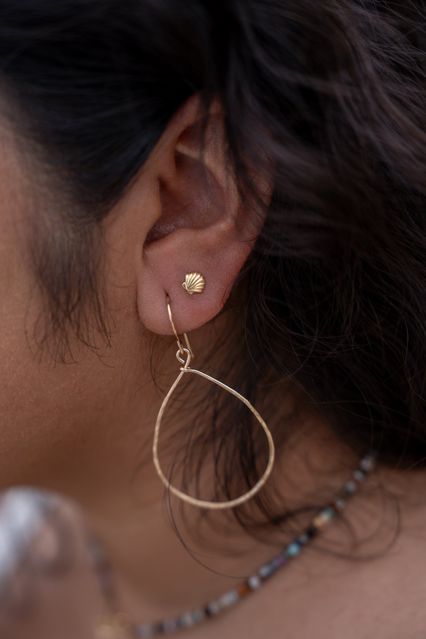 Tear Drop Hammered Hoops