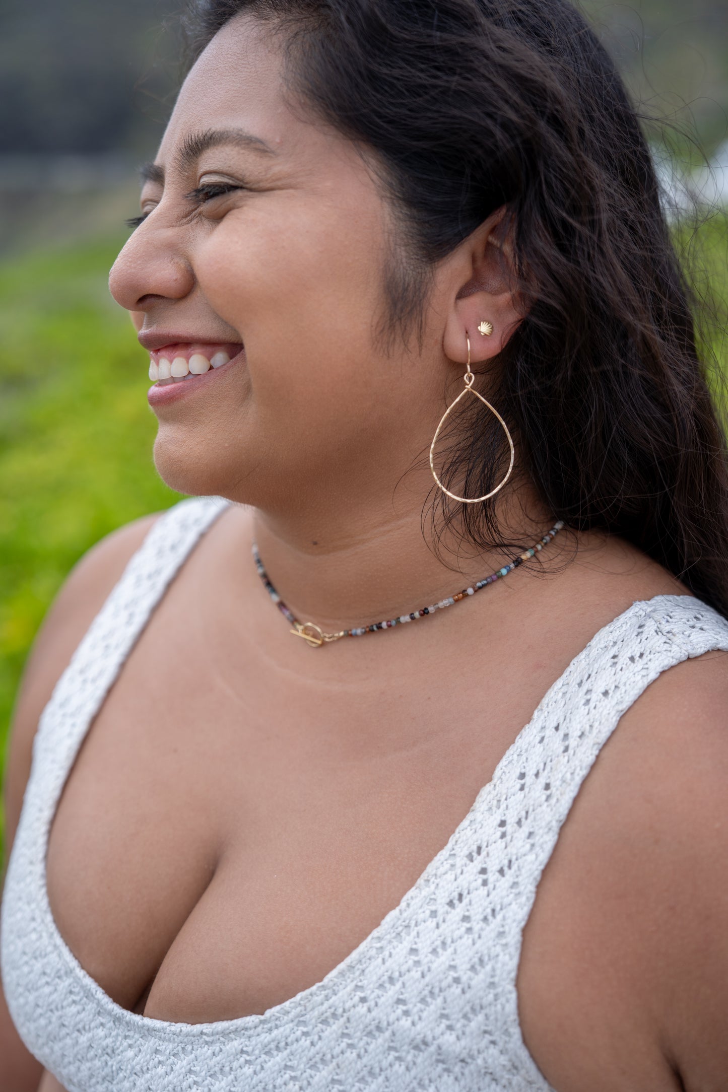 Tear Drop Hammered Hoops