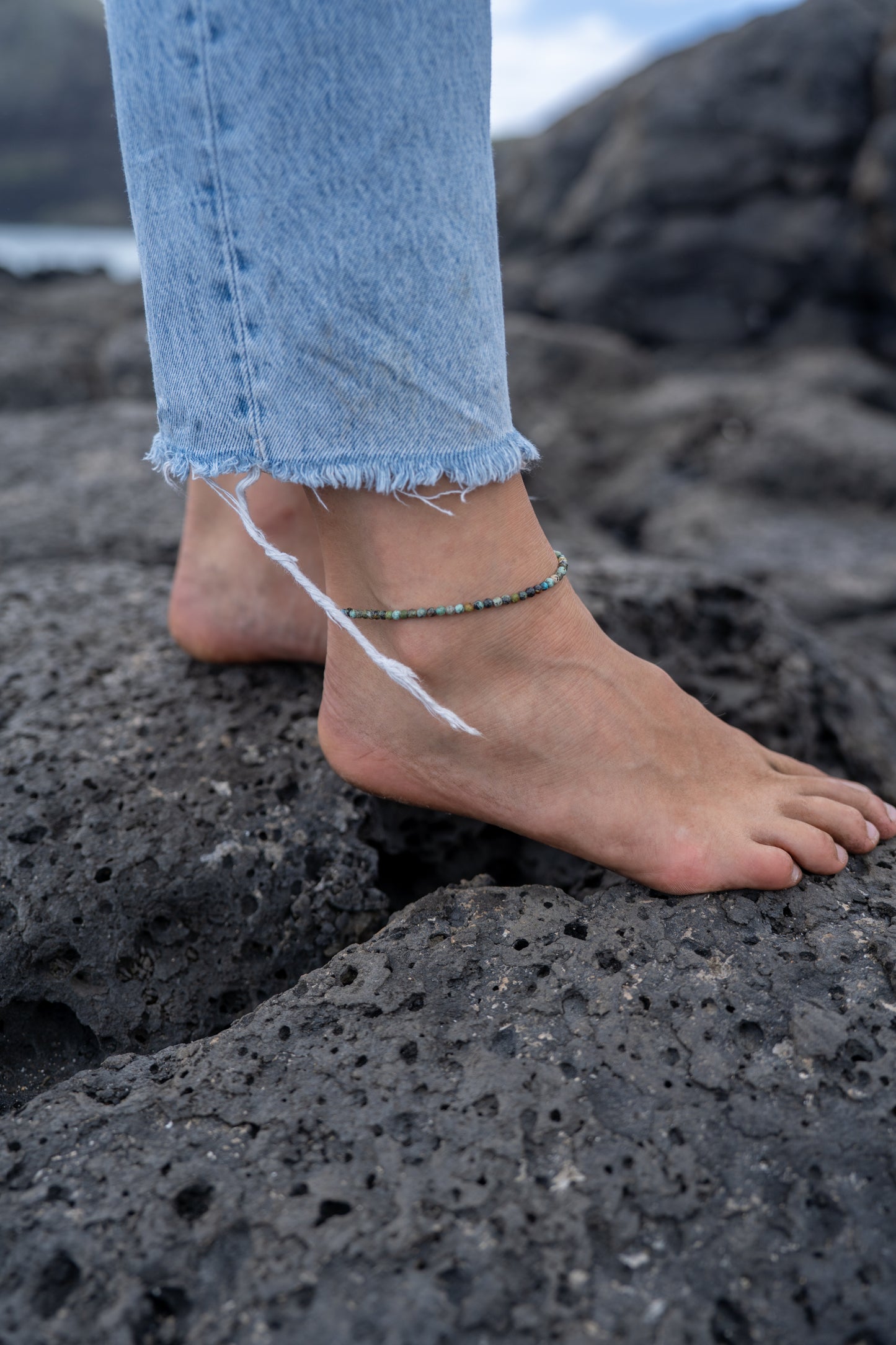 African Turquoise Beaded Anklet