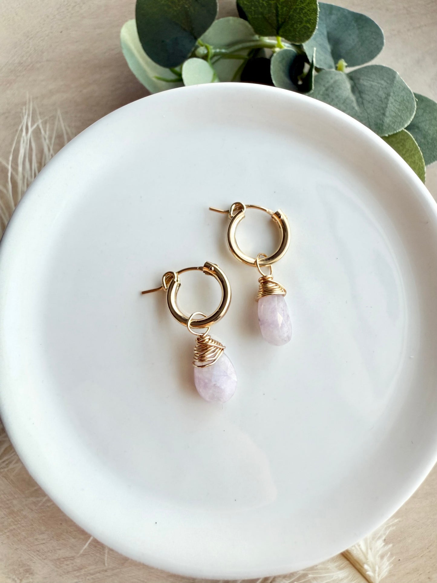 Lepidolite Faceted Tear Drop Huggies