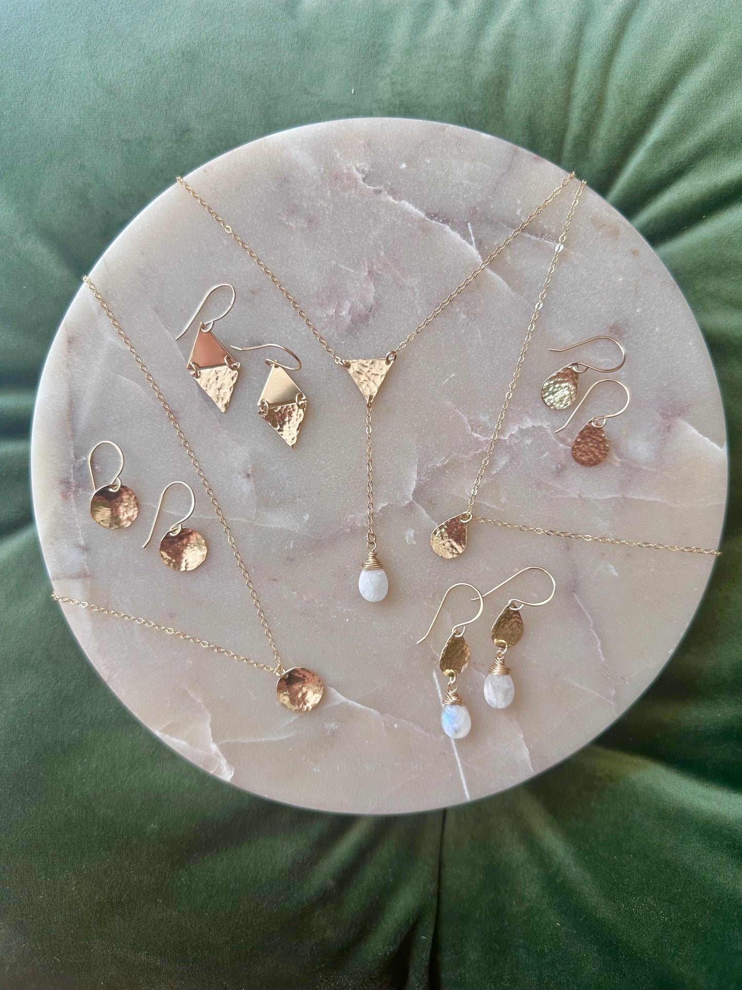 Triangle Moonstone Lariat Necklace