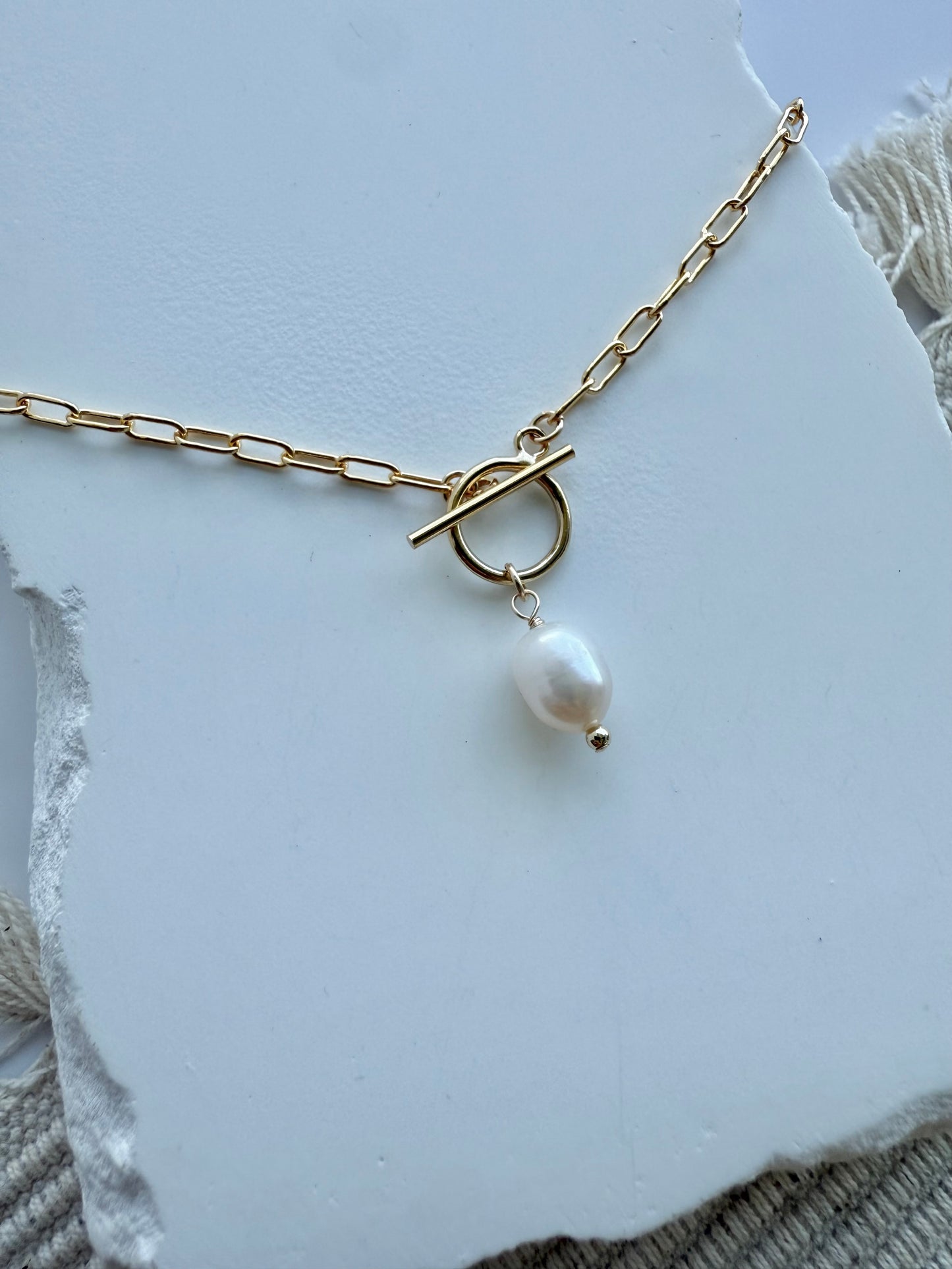 Freshwater Pearl Paper Clip Necklace