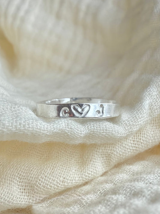 Initial Heart Flat Ring