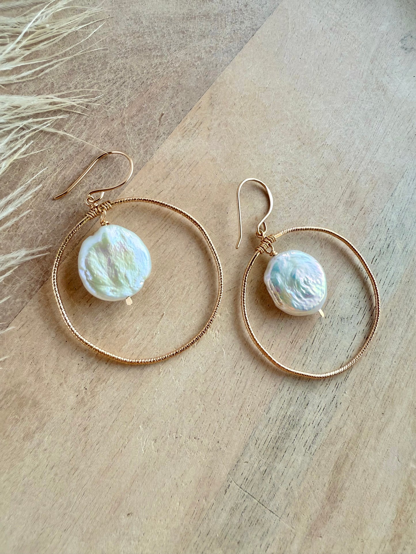 Baroque Pearl Large Sparkle Hoop Earrings