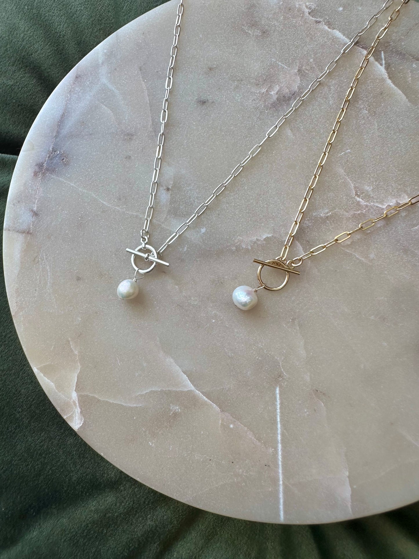 Freshwater Pearl Paper Clip Necklace