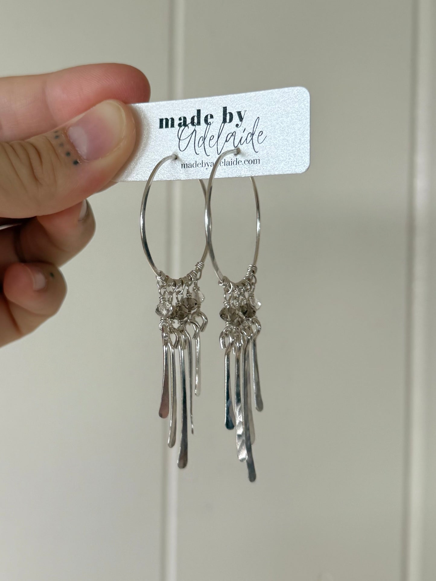 Smokey Quartz Fringe Hoops