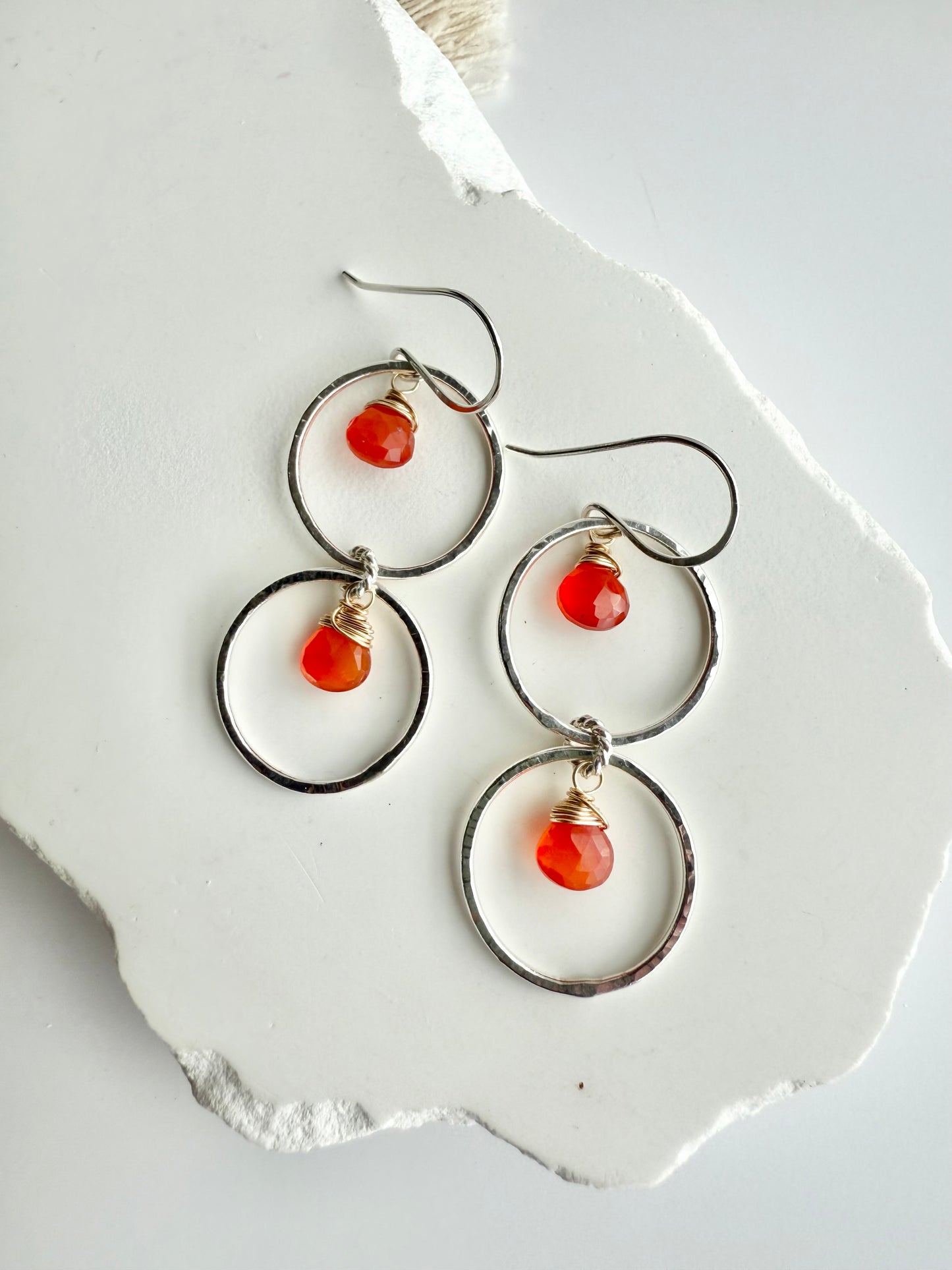 Carnelian Double Hoop Earrings