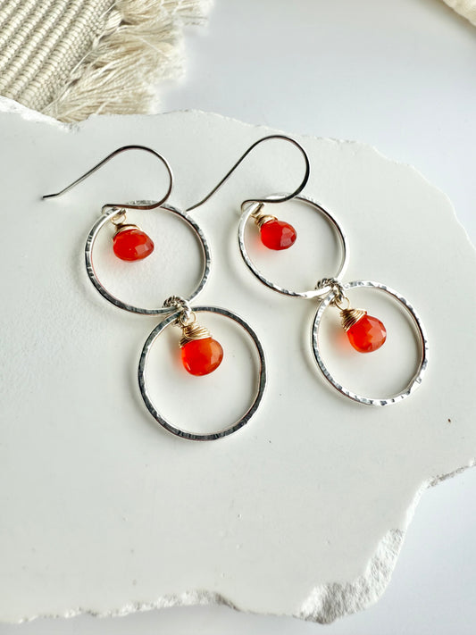 Carnelian Double Hoop Earrings