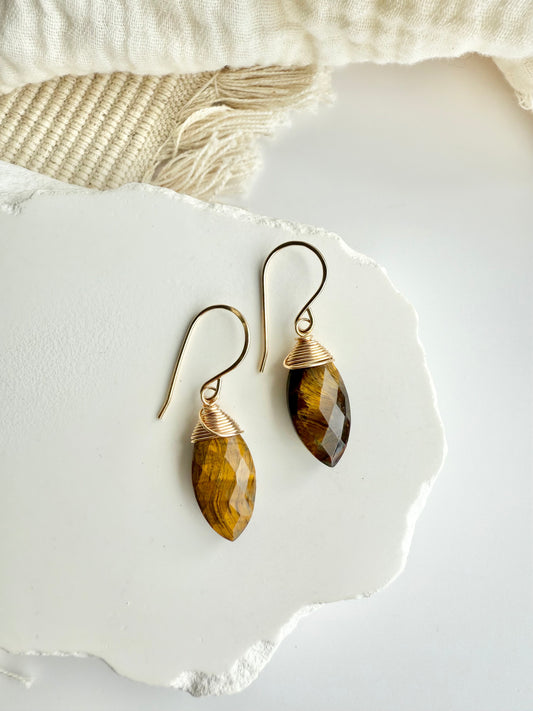 Tiger's Eye Pear Shaped Earrings
