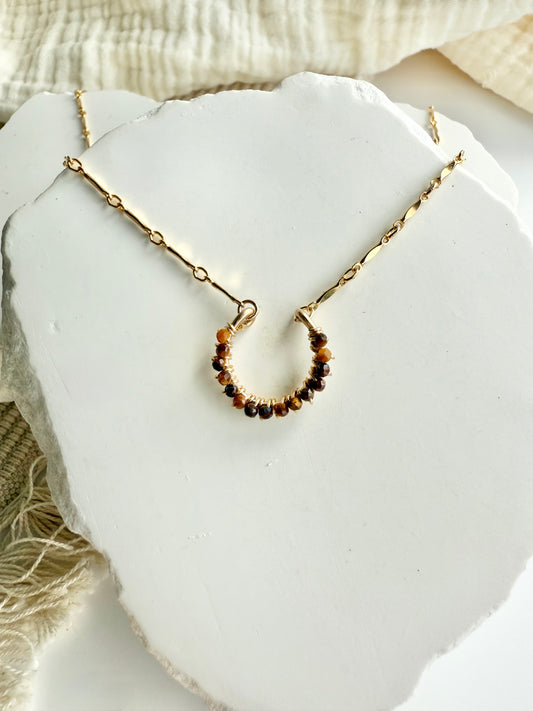 Tiger's Eye Horseshoe Necklace