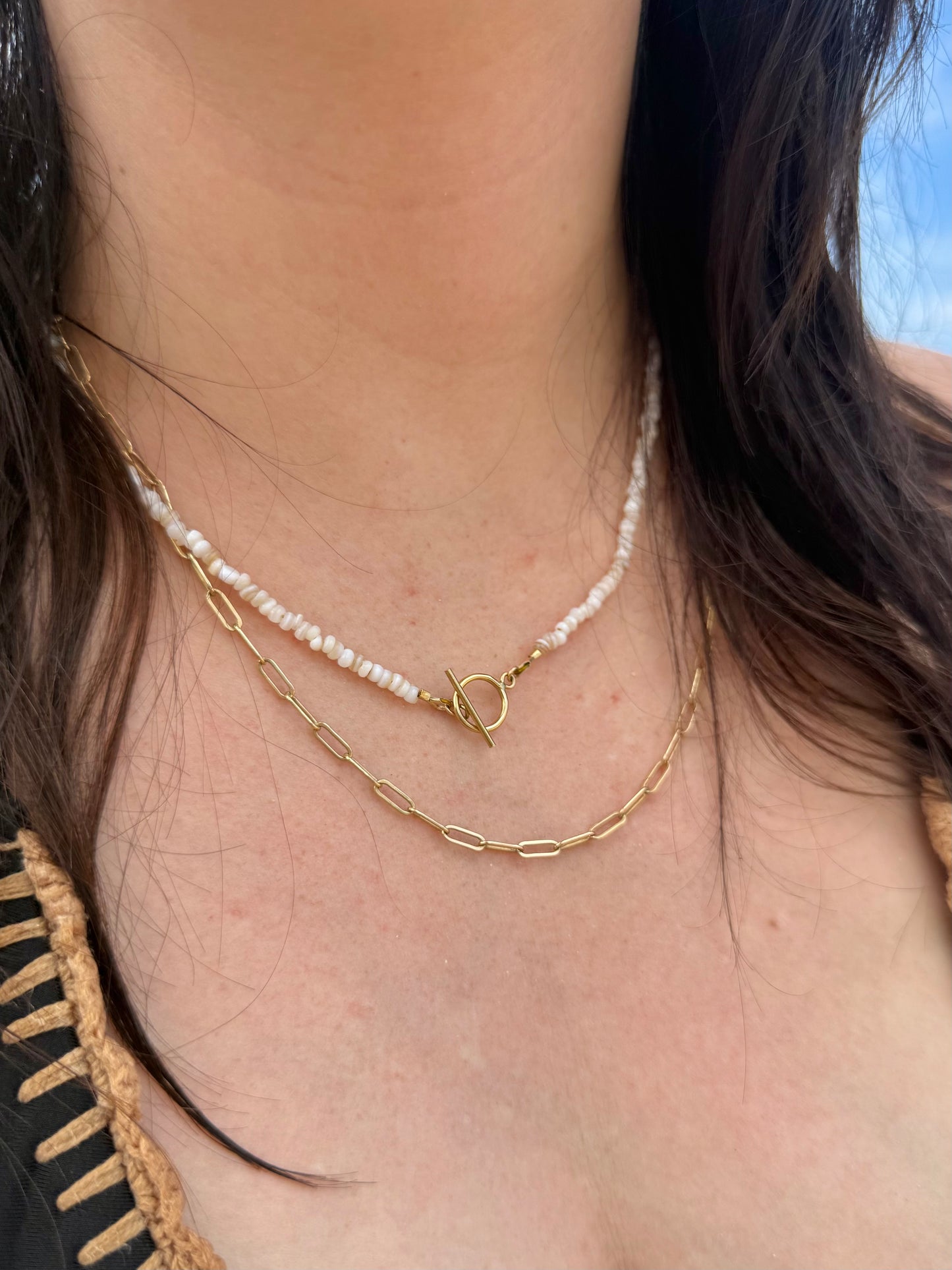 Freshwater Shell Beaded Necklace – Beige