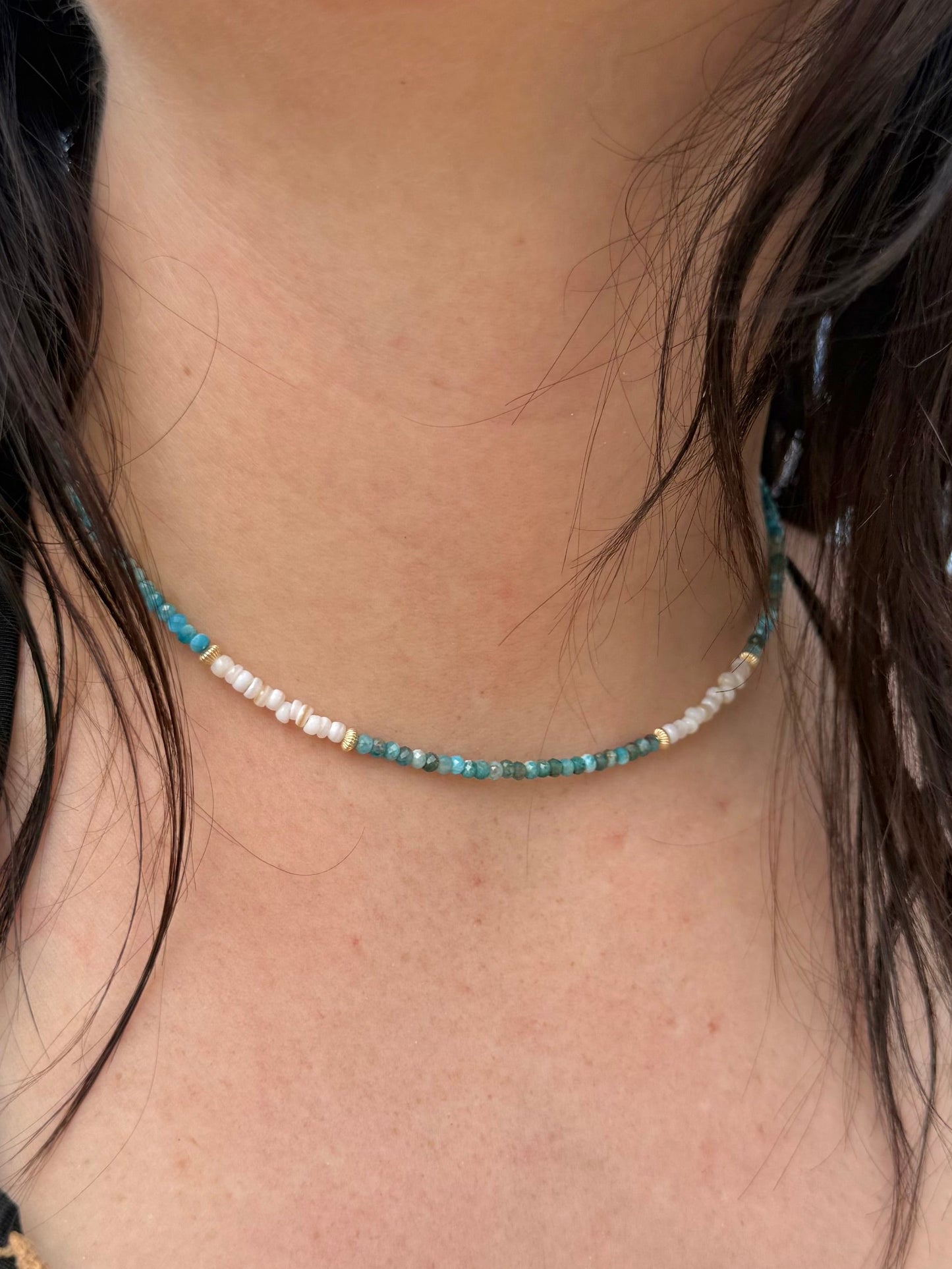 Apatite & Shell Beaded Necklace