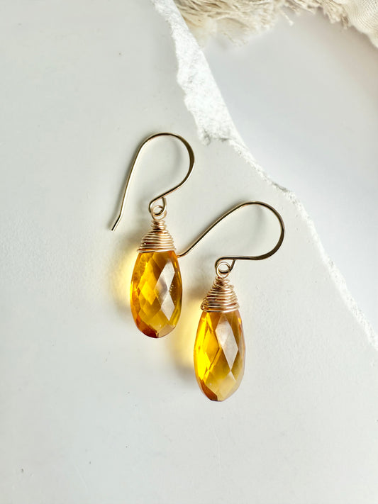 Citrine Tear Drop Earrings