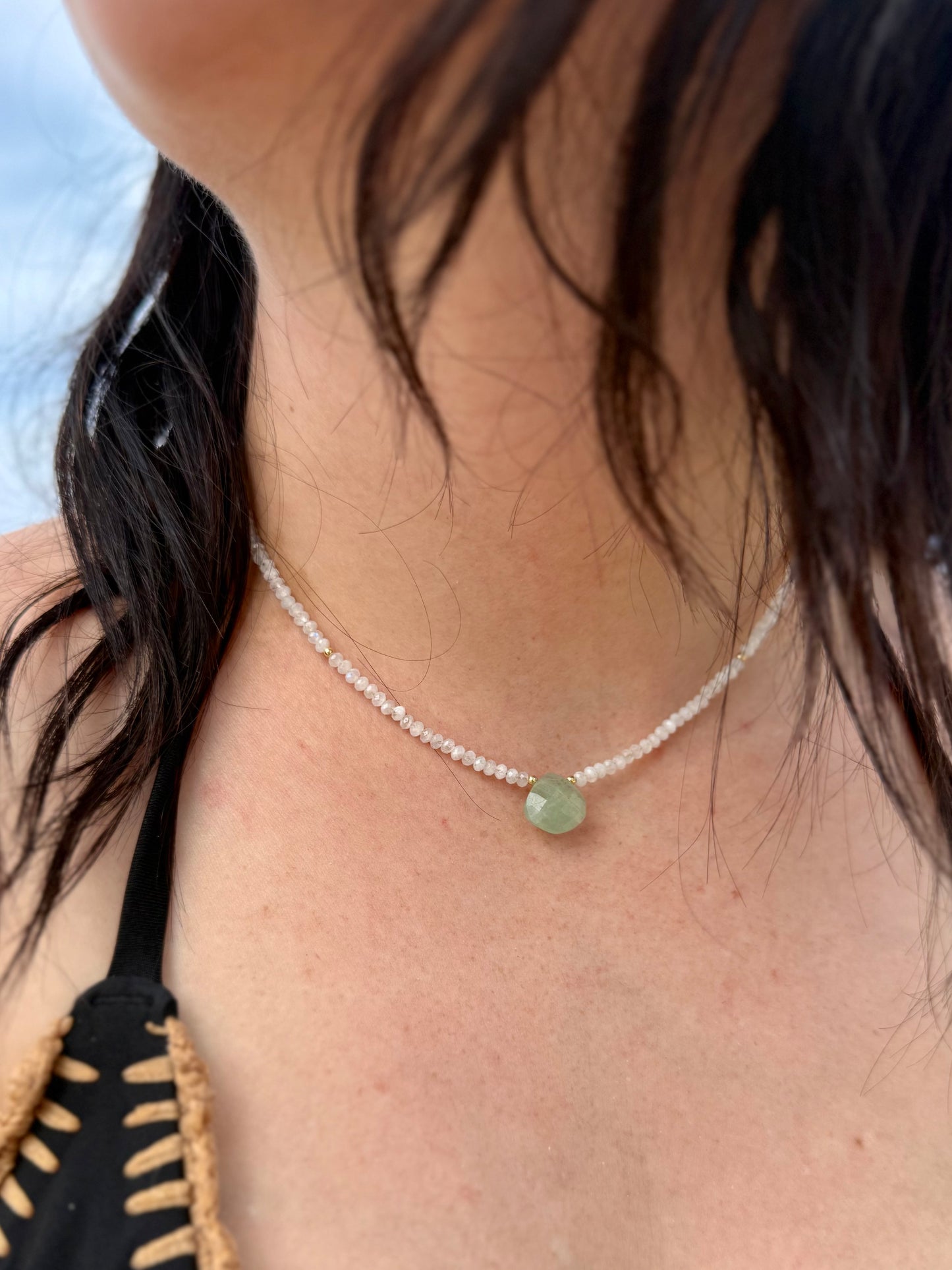 Moonstone & Aquamarine Beaded Necklace