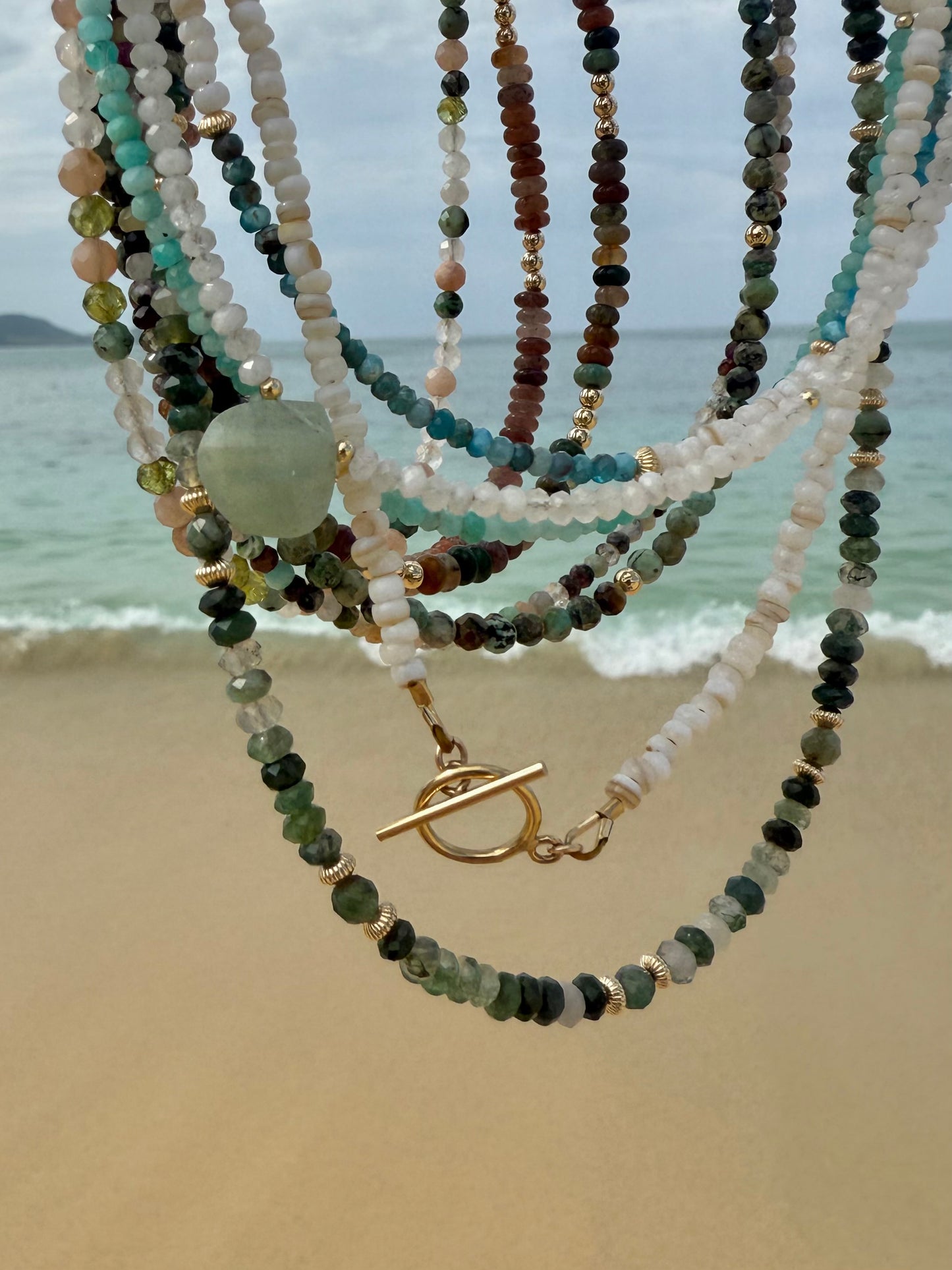 Apatite & Shell Beaded Necklace