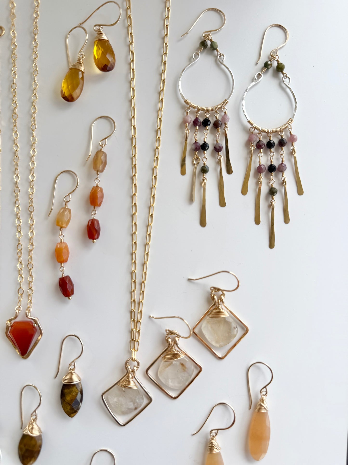 Tourmaline Mixed Metal Chandelier Earrings