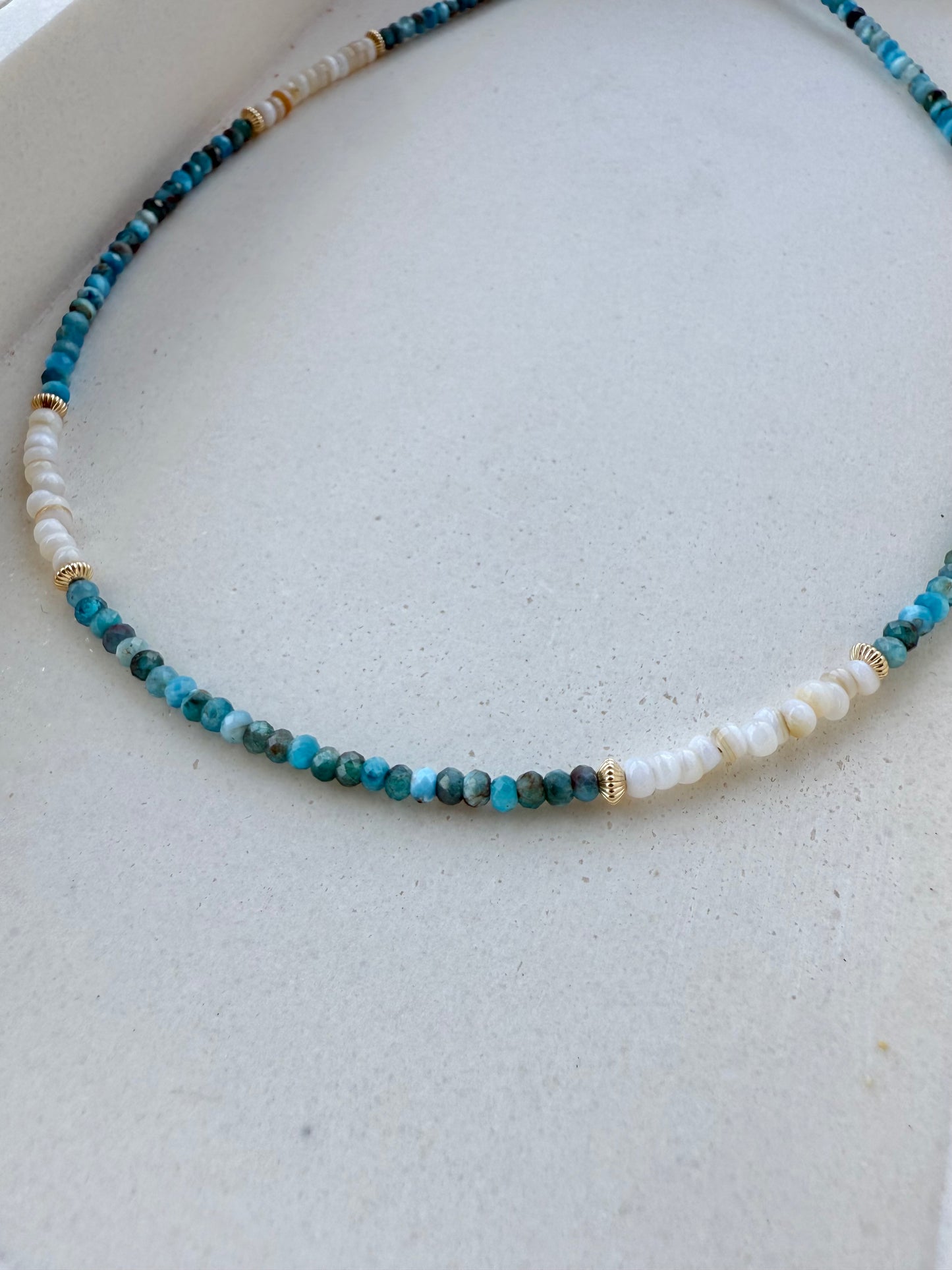 Apatite & Shell Beaded Necklace