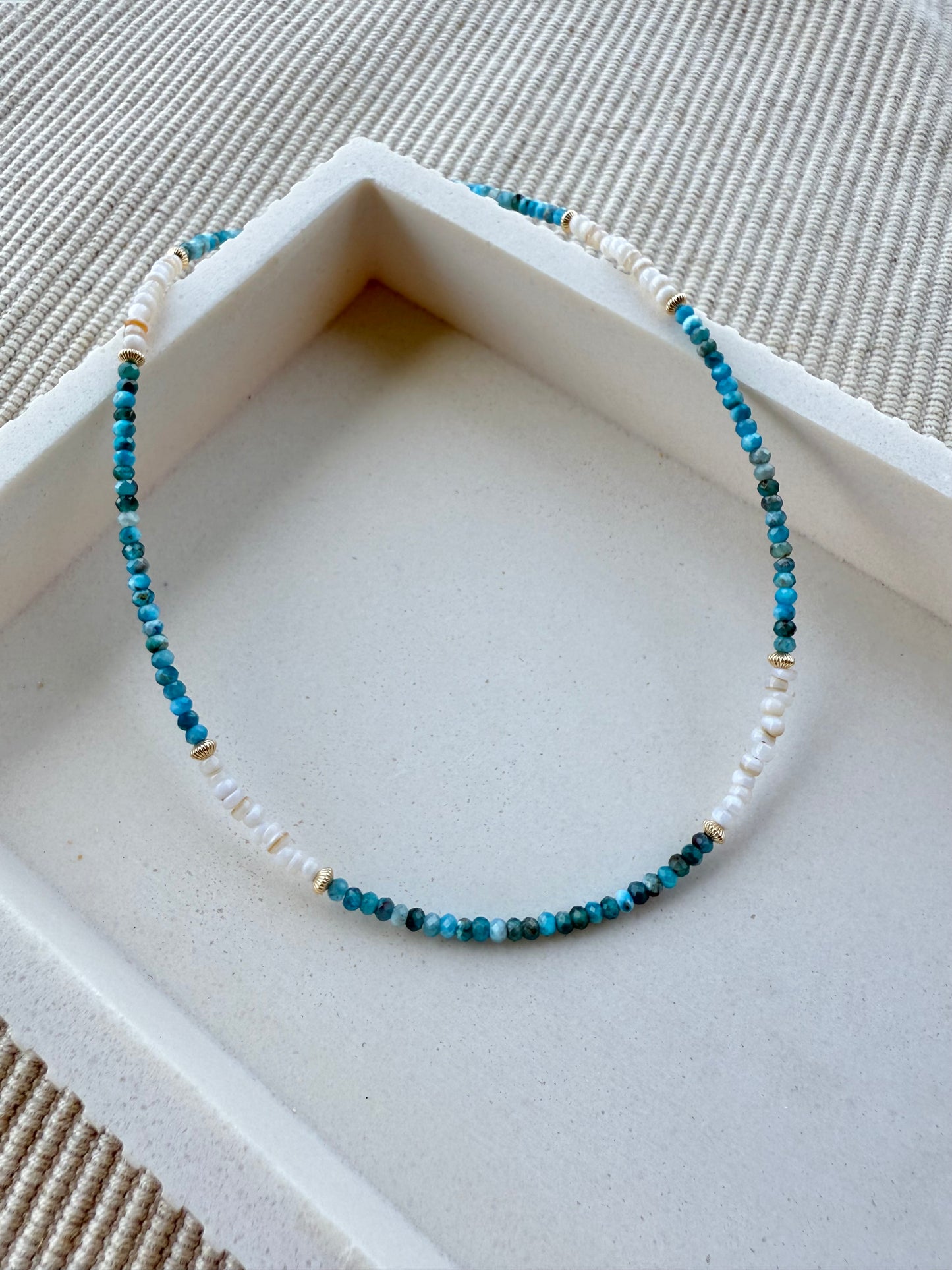 Apatite & Shell Beaded Necklace