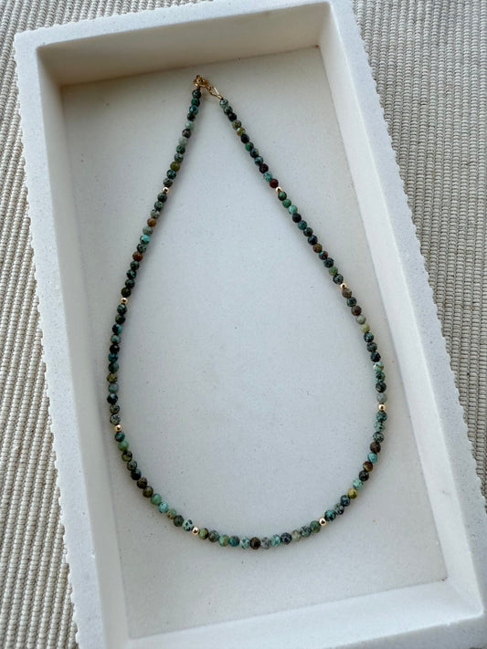 African Turqouise Beaded Necklace